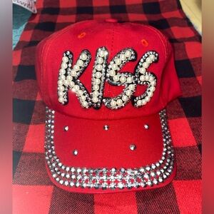 Red “KISS” Studded Baseball Cap